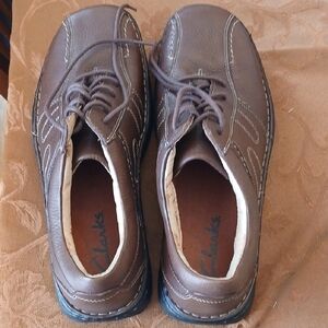 Clarks Men's Dark Brown Leather Oxfords, 10W